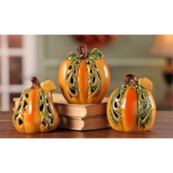 NWT Set of Assorted Ceramic Harvest Gourd Table Decoration - Picture 1 of 1